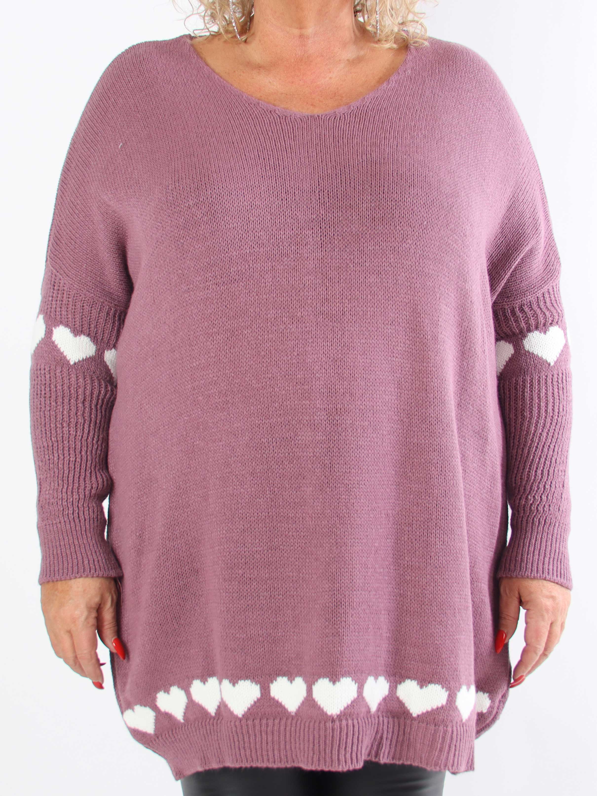 Katerina - Plus size strik med søde hjertedetaljer